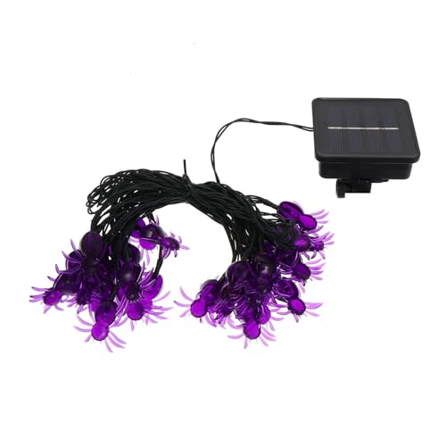 Luces solares LED en forma de telaraña de 6.5m moradas