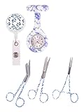 x1 Porta tarjetas retráctil Hospitrix Set Equipo personal para enfermeras + Grabado (Incluye Reloj de Bolsillo de Silicona, Set de Tijeras de Enfermería y un Porta Tarjetas) Color Porcelana