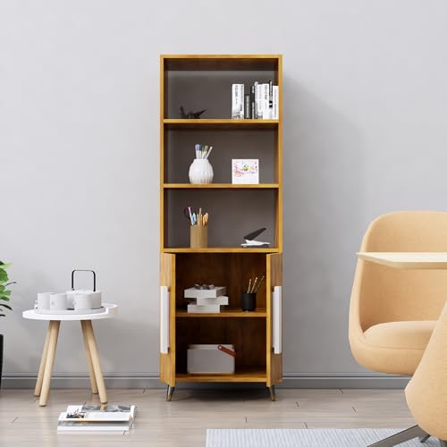 Image of Bniture Book Shelf Wooden | Engineered Wood Bookshelf for Home with 2 Door & 3 Shelf | Multipurpose Open Book Shelf Stand for Library, Study Room & Living Room | Giant Wood