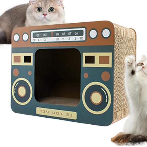 猫用スクラッチラウンジベッド - 室内用猫爪とぎラウンジ - レトロ動物玩具 メンタルエクササイズ ラジオ形状 アパート保護 - 小型中型大型犬種 賃貸住宅 マンション対応