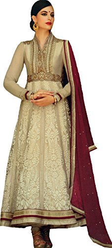 Combinaison Anarkali broderie florale beige Exotic India chic