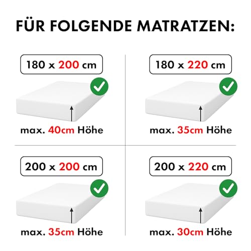 Jacobson Premium Spannbettlaken 200 g/m² Jersey Boxspringbett & Überlänge (XL 180x200-200x220 cm, Grau) – Ansicht 3