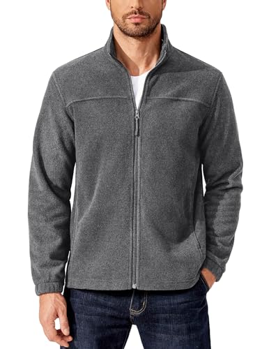 Image of COOFANDY Mens Polar Fleece Jacket Lightweight Full Zip Jackets Outdoor Coat
