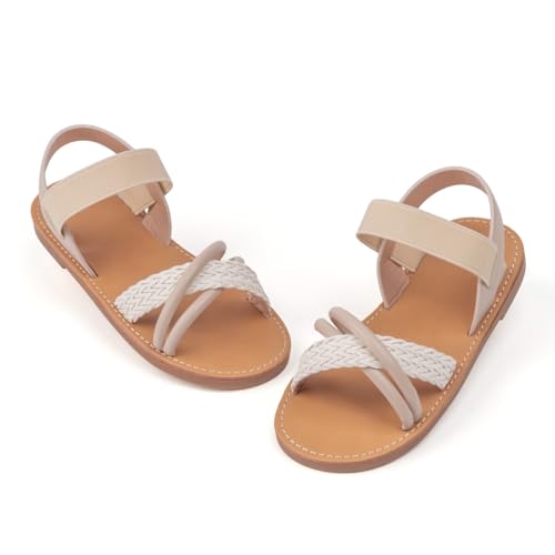 Toddler Girls Open Toe Strappy Gladiator Sandals Summer Dress Shoes Casual Princess Flats for Little Kids