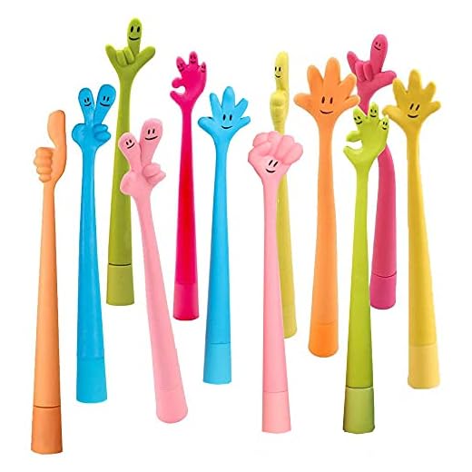 Sertay Animados Bolígrafo, 12 Piezas Bolígrafo Creativo, Bolígrafos con Forma De Mano,Agarre Cómodo,para Escritura,Diario,Firma De Trabajo,Trabajo De Estudiante,Exámenes,Decoraciones (Aleatorio)