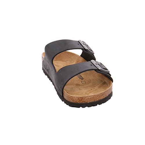 Image of Birkenstock Arizona Black Womens Open Back Waxy Leather Sandals