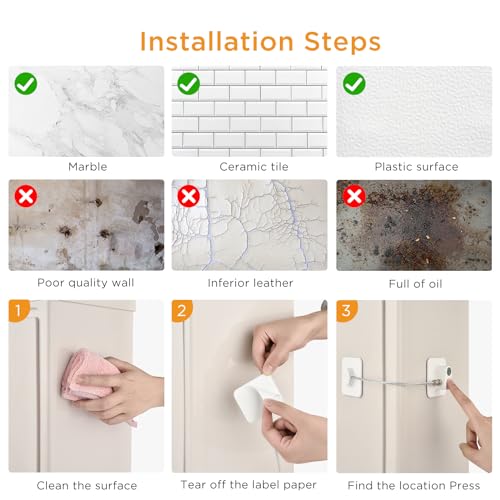 Miniatura 5 de Aiqinu 4 Piezas Cerradura Para Puerta De Frigorífico, Candado Frigorifico De Niños Con 4 Llaves, Seguridad Puertas Niños Para Frigorífico, Lavadora, Armario, Ventana 4pcs