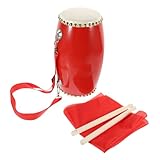 Toyvian Instrumento de Percusión 12 Cm de Piel de Vaca Tradicional de Cintura Baquetas y Correa, Instrumento Folklórico Uso para Adultos y Ancianos, Suministros para Tambores de Cintura