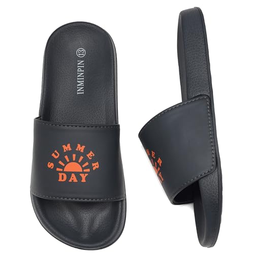 INMINPIN Kids Boys Girls Slides Sandals Comfort Non-Slip Beach Pool Shower Shoes Indoor Outdoor (Little Kid/Big Kid)3