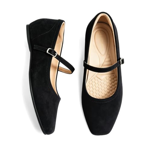 Image of Cusolemore Mary Jane Flat Shoes with Arch Support and Hidden Wedge Heel, Women Ballet Flats, Mary Jane Flats, Comfortable Dress Shoes