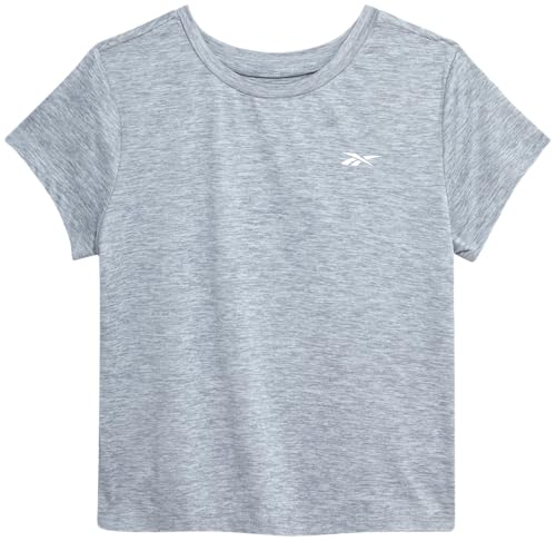 Reebok Girls Athletic Shirts - Dry Fit Short Sleeve Crew Neck Activewear Girls Shirts - Soft Stretch Tech Workout Tshirts