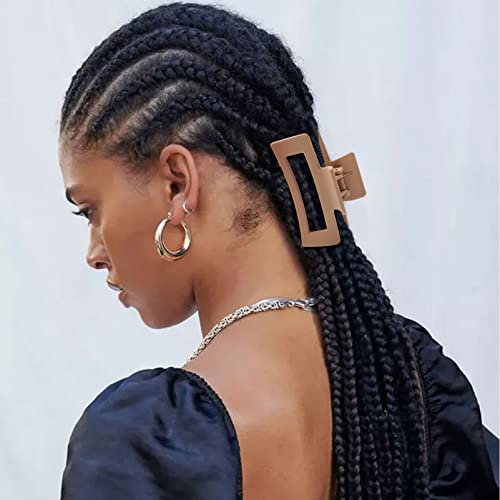 6 Pack Square Claw Clips, Hair Claw Clips For Women Girls, 3.5" Medium Non-Slip Hair Clips, Rectangular Claw Hair Clips, Matte Hair Claws Strong Hair Styling Accessories Jumbo Claw Clip For Thin Hair #TOP3