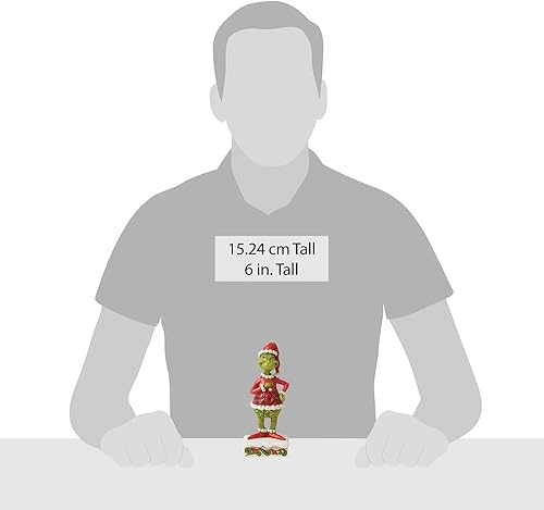 Miniatura 3 de Enesco Dr. Seuss Grinch por Jim Shore Happy Grinch - Figura de Navidad de Papá Noel, de resina, pintada a mano, figuras decorativas coleccionables,