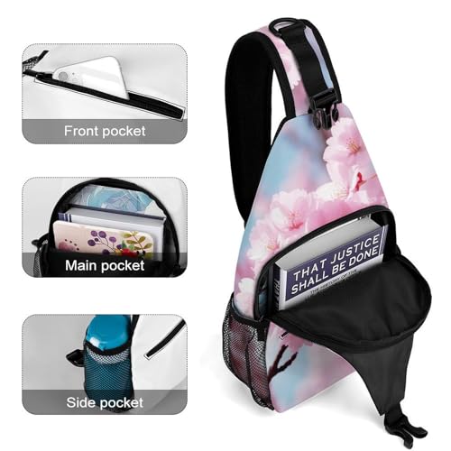 Bolso bandolera deportivo Pink Flower para senderismo casual miniatura 4