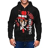 HARIBHAKT Anime Hellsing Alucard Men'S Hoodies Full-Zip Hooded Sweatshirt Zip-Up Jackets Sportswear Black