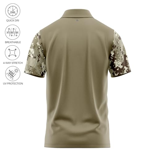 Image of Patriotic USA Golf Polo Shirt - Men's Performance Short Sleeve Moisture Quick Dry Fit Athletic Veteran UPF Stretch Casual Fun