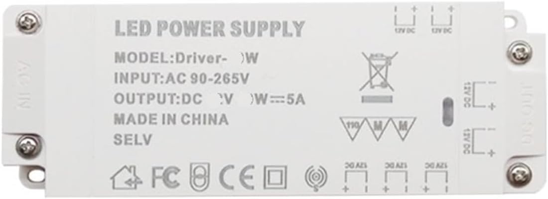 Cabinet Light Power Supply 12V/24V Interface Light with Ultra-Thin Transformer(12V 24W-7 interfaces)