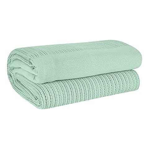 EHC Lightweight Cellular Cotton Blanket, Sage Cover