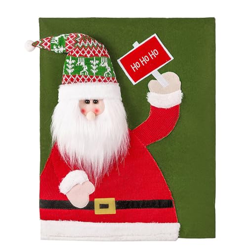 Aurgiarme Christmas Chair Back 3D Santa Snowman Chair Slipcovers for Dining Room Restaurant Home Party Christmas Decoration