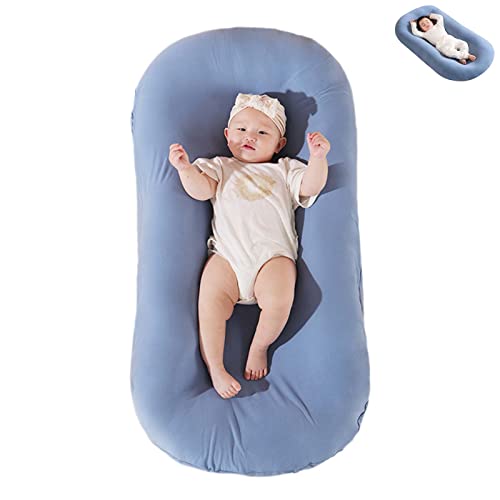 Image of Saanerueen Baby Lounger Pillow for 0-12 Months, Newborn Lounger Pillow Soft Breathable Lounger, Baby Lounger for Newborn (Blue)