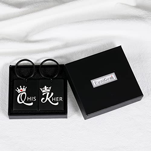 His Queen Her King Matching Keychains Valentines Couple Gifts For Women Men Anniversary Birthday Gifts For Him Her Boyfriend Fiance Engagement Wedding Deployment Gifts For Bride Groom Husband To Be #TOP6