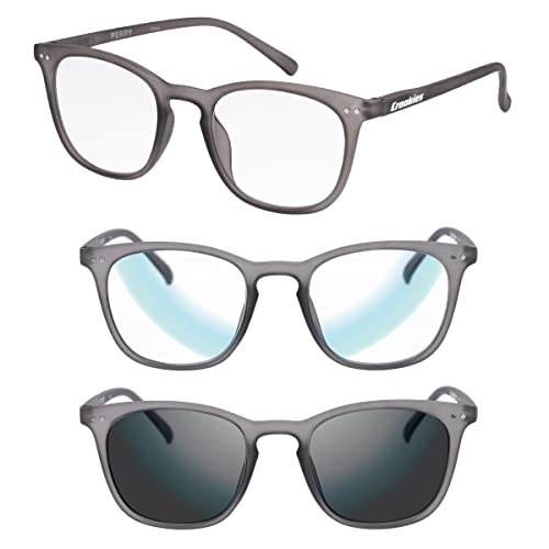 Croakies Perry Photochromic Progressive Eyewear | UV400 Sunglass for Outdoor | Bluelight Eyeglass for HEV Devices | Bundle