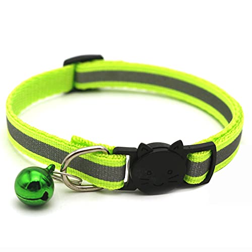 Putybudy Collier réfléchissant pour chat - Détachez la boucle - Réglable - Vert fluorescent Cover
