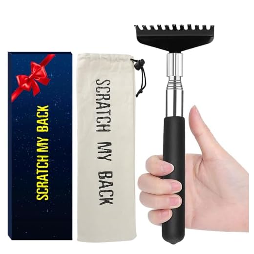 Oversized Portable Extendable Back Scratcher, Upgraded Metal Stainless Steel Telescoping Back Scratcher Tool with Canvas Carrying Bag (Black) (1 Pack)