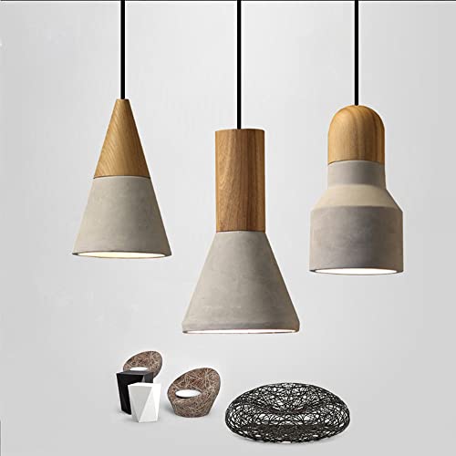 Lámparas colgantes de cemento de madera maciza modernas de estilo nórdico 4