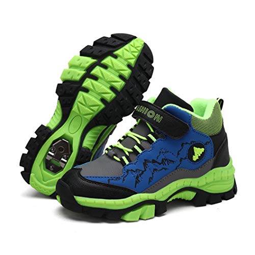 Zapatos de Senderismo para niños de algodón de otoño e Invierno y Zapatos cálidos de Terciopelo en los Zapatos de Senderismo de Garra de Acero niños Grandes Antideslizantes Resistentes al Desgaste