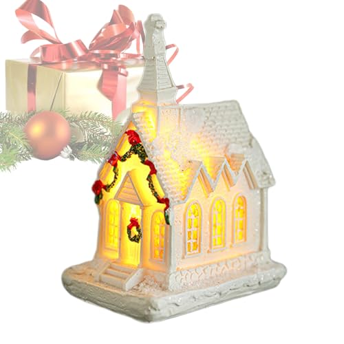 Fyrdyn Casas De Pueblo Navideñas | Casas de Pueblo Navideño con Iluminación LED,Decoración Coleccionable para Escaparate Estante Apartamento Fiestas Invernales