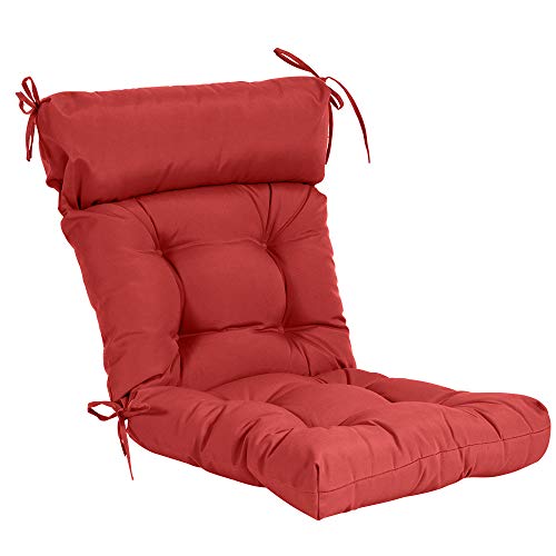 Image of QILLOWAY Outdoor Rocking Chair Cushions Set of 4, 100% Polyester Waterproof Patio Rocking Chair Cushion, High Back Weatherproof Chair Pad for Adirondack & Outdoor Furniture, Red