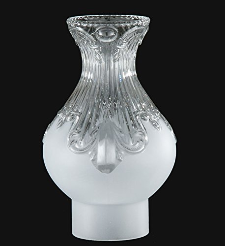 B&P Lamp® 3 Inch by 8 1/2 Inch Clear with Frosted Bottom Princess Feather Chimney