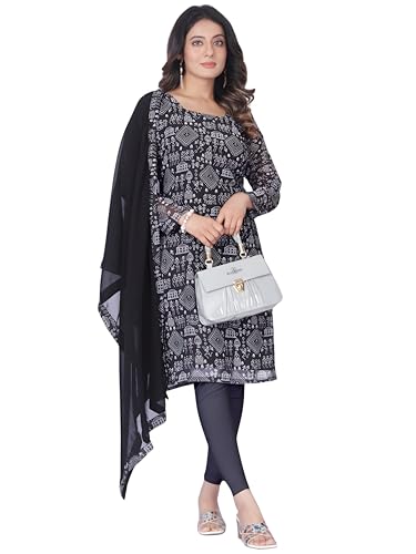 Image of Women's Printed Kurti with Georgette Dupatta, Full Inner Lining, Lightweight Ethnic Set