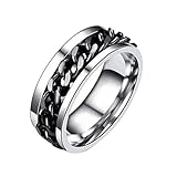Este anillo de dedo tiene una cadena giratoria, única y elegante.