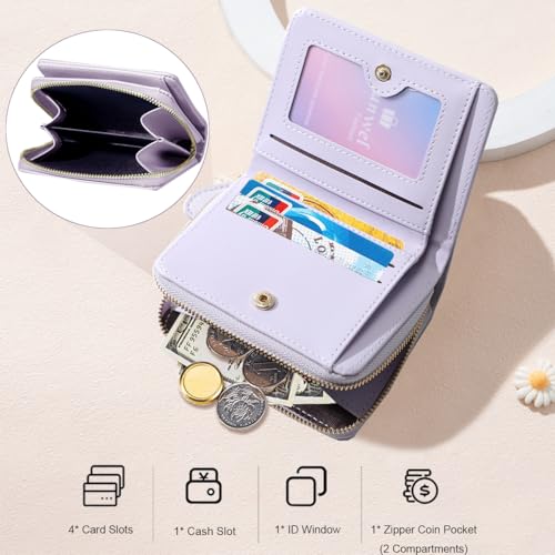 Sunwel Fashion Women Girls Wallet with Floral Prints Small Wallet with Coin Pocket, ID Window and Card Slots, Daisy, Tulip, Lavender, Lily of the Valley (Lavender)2
