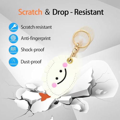 Image of Leather Keychain Case Holder Compatible with Apple AirTag, GPS Airtag Keychain Finder Tracker with Key Ring, Anti-Scratch Protective Air Tag Cover | Leather
