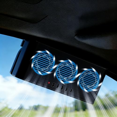 DURASIKO 車用 換気扇 クーラー 車用排気ファン ソーラー充電 USB 車用扇風機 太陽光パネル搭載 爆闪警示灯付き 蓄電双モード 車用 サーキュレーター窓用換気扇 換気ファン 排熱 カー用品