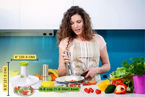 Brieftons Express Vegetable Chopper: 1.6-Litre, Quick Vegetable Manual Hand Chopper / Mixer to Chop Veggies, Fruits, Garlic, Onion Chopper for Salsa, Salad, Pesto, Coleslaw, Puree, Indian Cooking