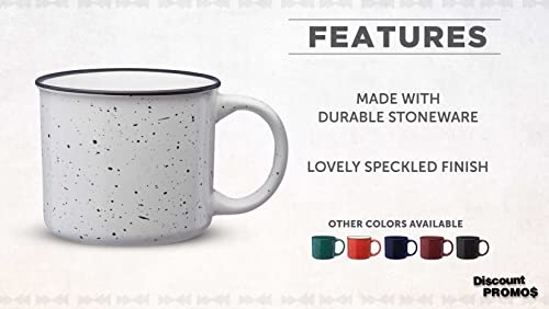 Discount Promos Ceramic Campfire Mug 13 Oz. Set Of 10, Bulk Pack - Speckled Camping Tea Cups - White #TOP1