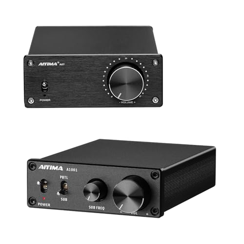 AIYIMA A07 300Wx2 TPA3255 Mini Stereo amplififer and AIYIMA 100W A1001 Subwoofer Amplifier Bundle