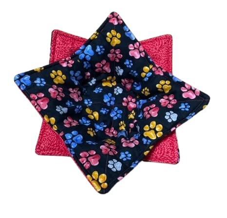 One Bowl Cozy for microwave Paws with red back reversible