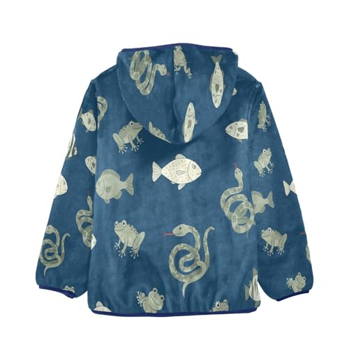 Animal Print with Snakes Toddler Fleece Jacket Girl Boys Hooded Fleece Jacket Coat Warm Outwear Zip-up 3-10T2