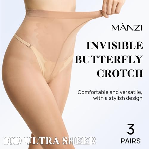 MANZI 3 Pairs Women's Toeless Pantyhose Ultra Thin Sheer Tights 10D Nylons Open Toe Pantyhose2