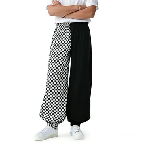 CAMDOM Clown gestreifte Hose für Erwachsene elastische Knöchelhose Halloween Joker Cosplay Kostüme Schwarz