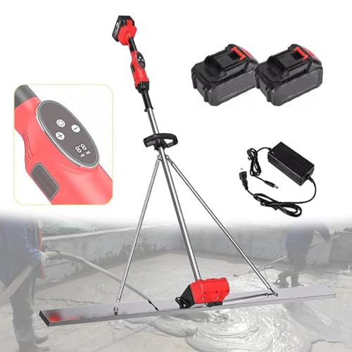 XCSCUK Chape en béton, règle de bourrage de chape de ciment électrique sans Fil, Outil de Finition du béton, adapté à l'ingénierie de la Construction (1M 2battery)