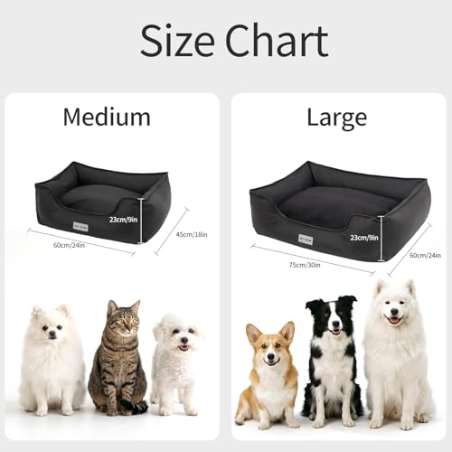 Marchul Waterproof Dog Bed, Faux Leather Cat Sofa Bed, Washable Pet Couch with Non-Slip Bottom for Small Medium Dogs & Cats, 24.4 × 18.5in Black — view 5