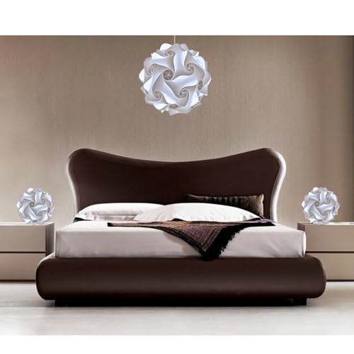 Lampadesign® Set Luci Camera da Letto moderna Lampadario e 2 Lampade sfere da comodino a Led FIOCCO Coppia abat jour Lumi Comodini stanza Lampada Sospensione soffitto vintage Lampadine luce fredda
