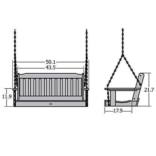 Image of Highwood Lehigh Porch Swing, 4 Feet, Rustic Red