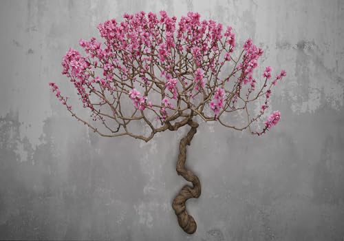 Wesmilewallpaper Flores Rojas Gran Árbol Retro Art Deco Fondo Pared Papel De Pared 3D Tela No Tejida Papel Tapiz Papel Pintado 430x300cm